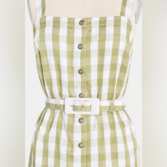 ModCloth NWT Past But Not Least Belted Shirt Dress Green Gingham Retro XS - Picture 4 of 6